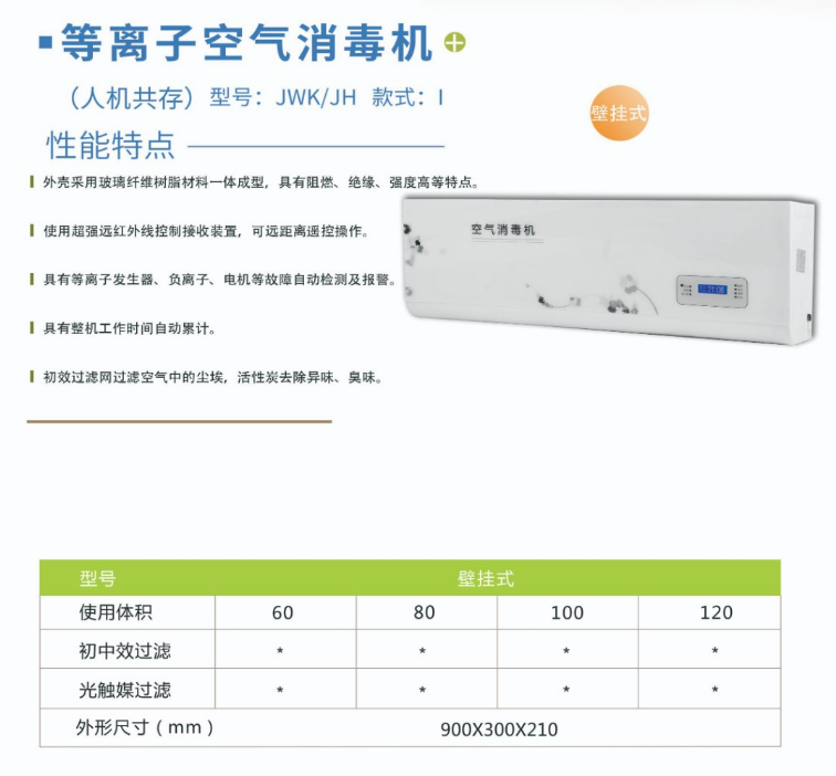 凈為康JWKJH款式Ⅰ（80?）普通壁掛，等離子空氣消毒機(jī)1.png